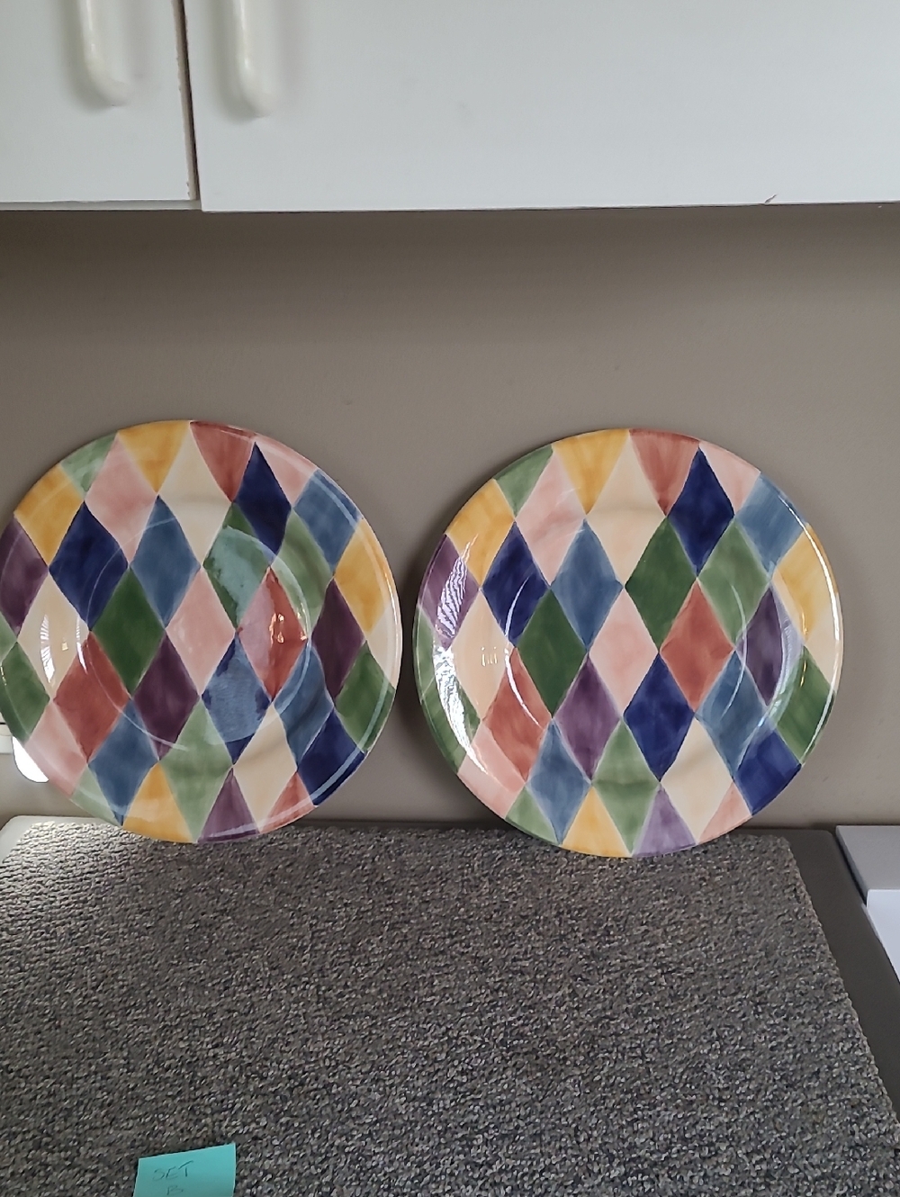 Set Of Carnival 13" Plates Hand Painted By Tabletops Unlimited